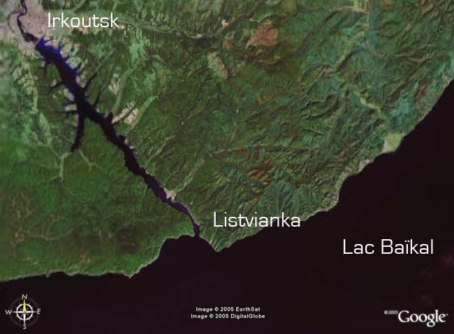 vue satellite de la région de Listvianka