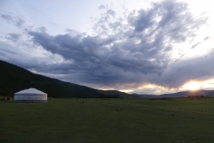 Coucher de soleil en Mongolie